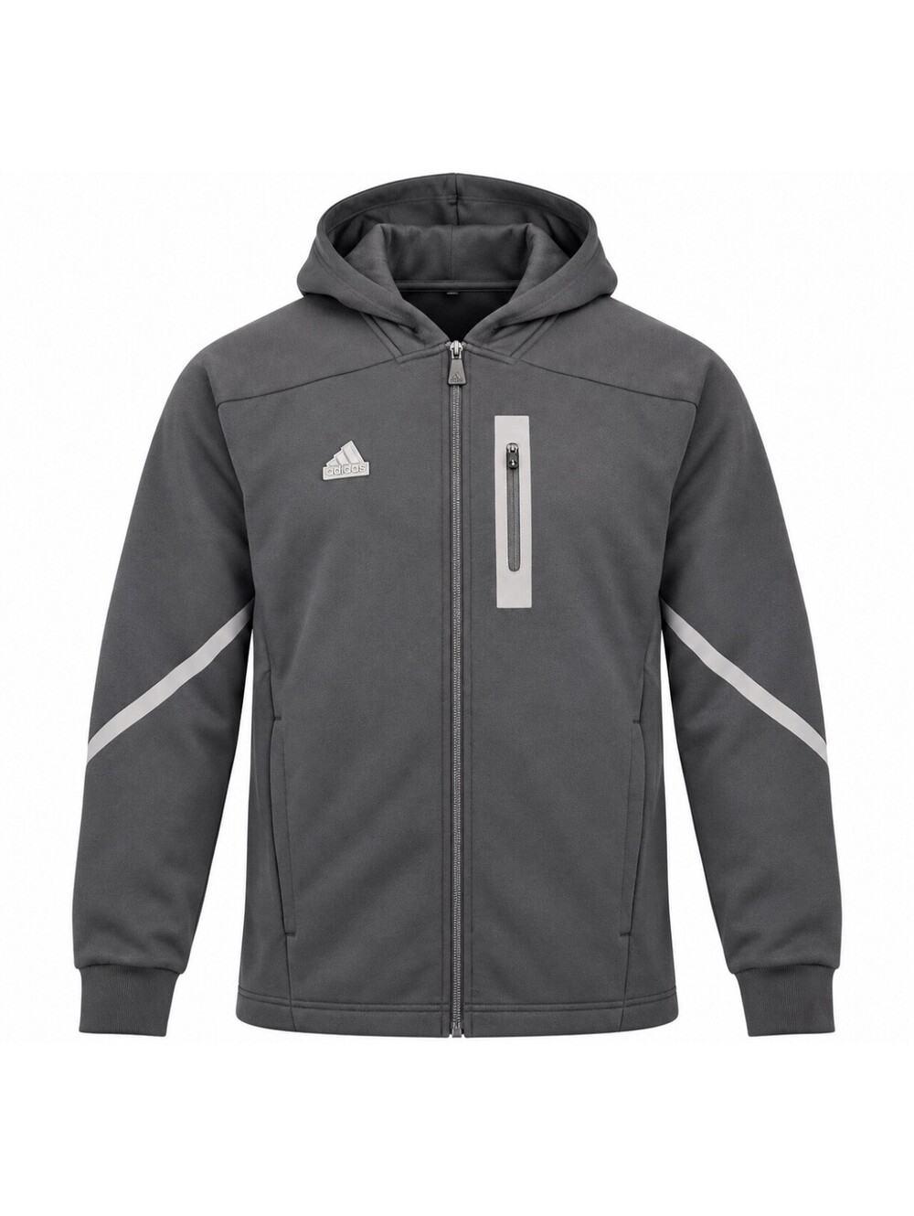 adidas Men’s Medium D4GMDY Full Zip Hooded Track Jacket Charcoal Gray Slim Fit